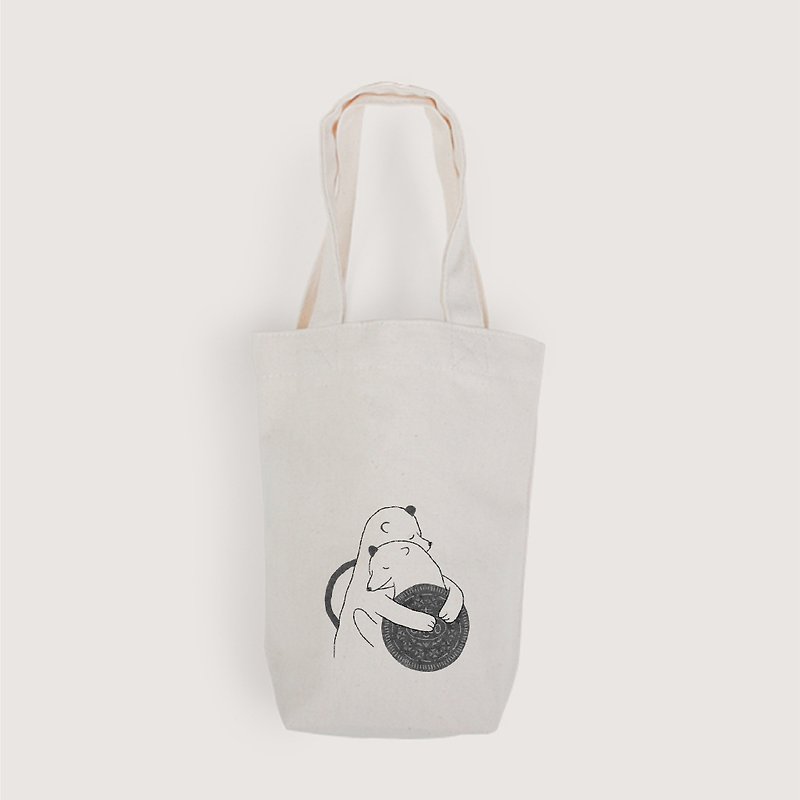 Beverage Bag | Oreo Bear - ถุงใส่กระติกนำ้ - ผ้าฝ้าย/ผ้าลินิน ขาว