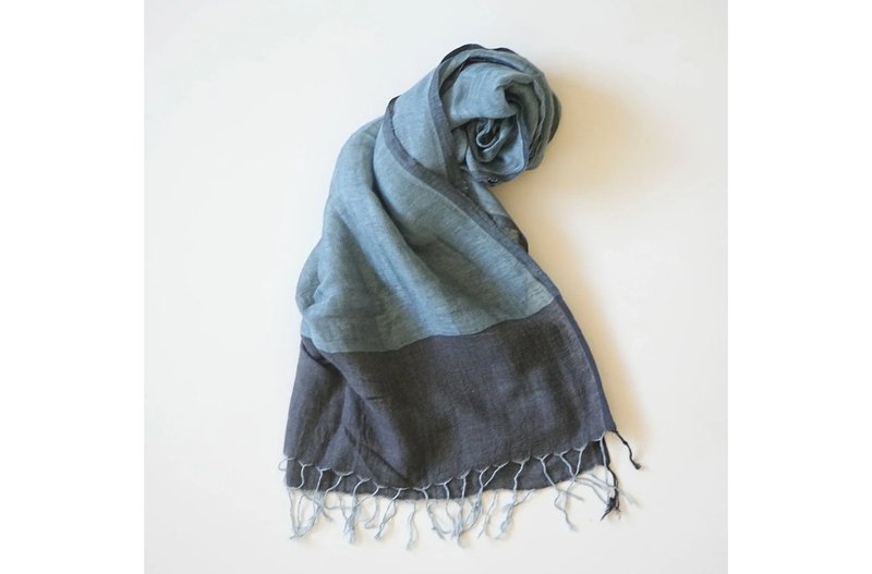 地球樹公平貿易fair trade --春夏棉麻圍巾(紫灰色/藍色) - 圍巾/披肩 - 棉．麻 