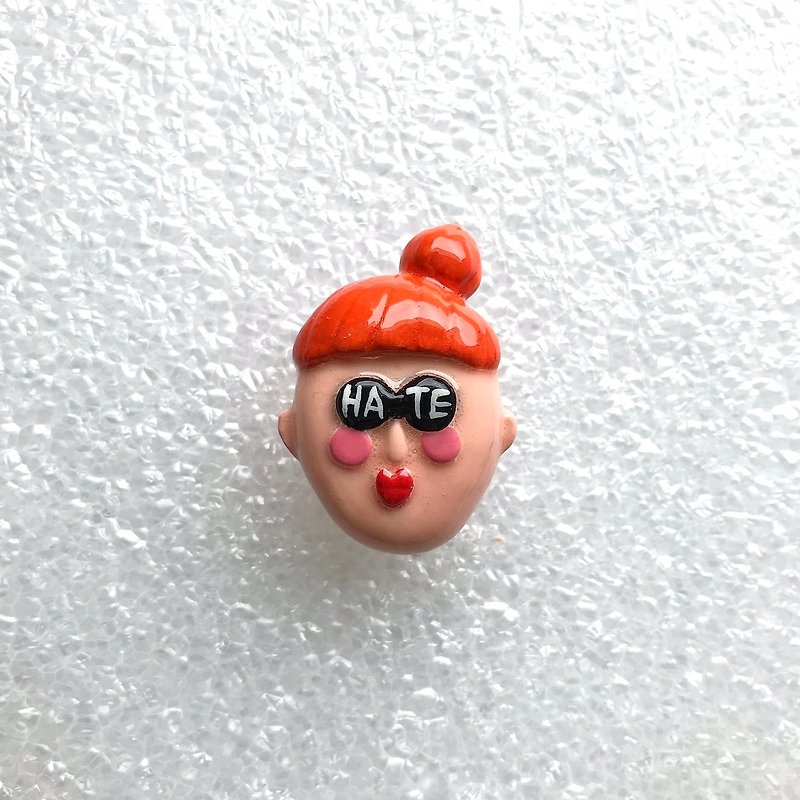 Hater always hate. Burnout looks like a disease. Woman (pin) - Brooches - Clay Multicolor