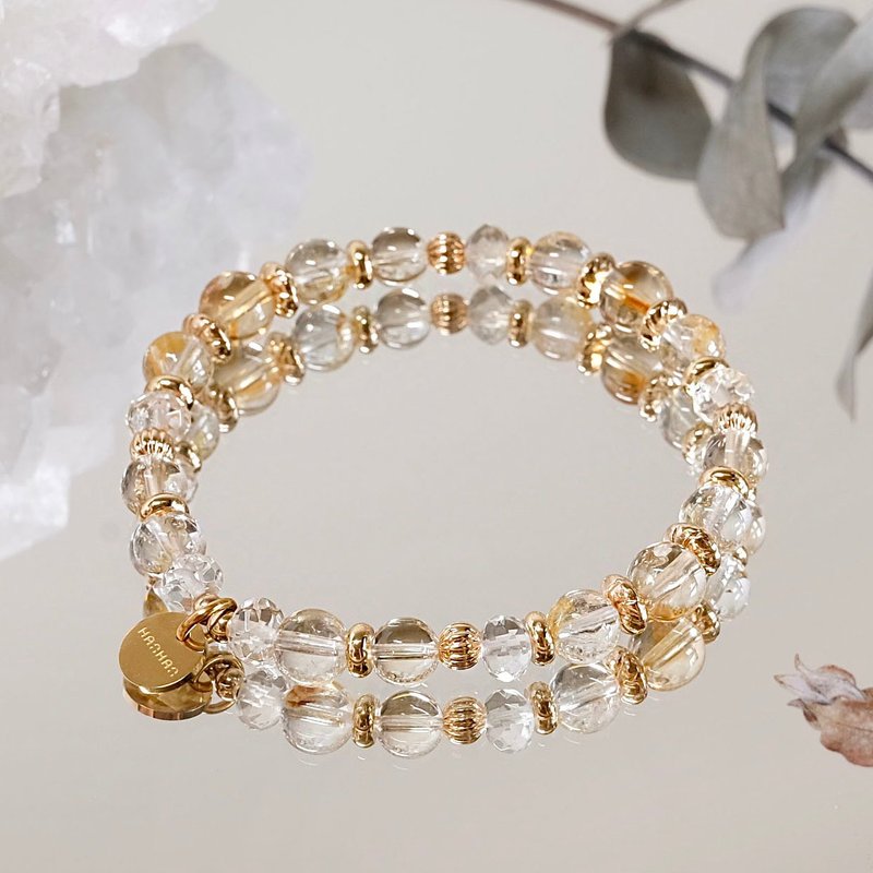 Citrine topaz Stone natural mineral crystal to attract wealth and good career - สร้อยข้อมือ - เครื่องเพชรพลอย สีเหลือง