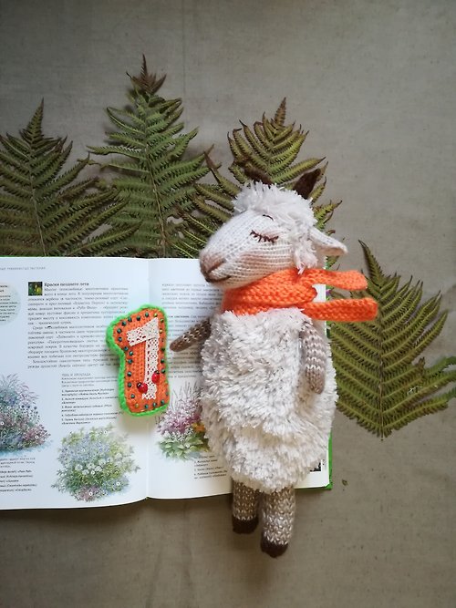 ToysMomClara Toy Knitting Patterns -Knit Goat for the first birthday knitting 12.9 inc