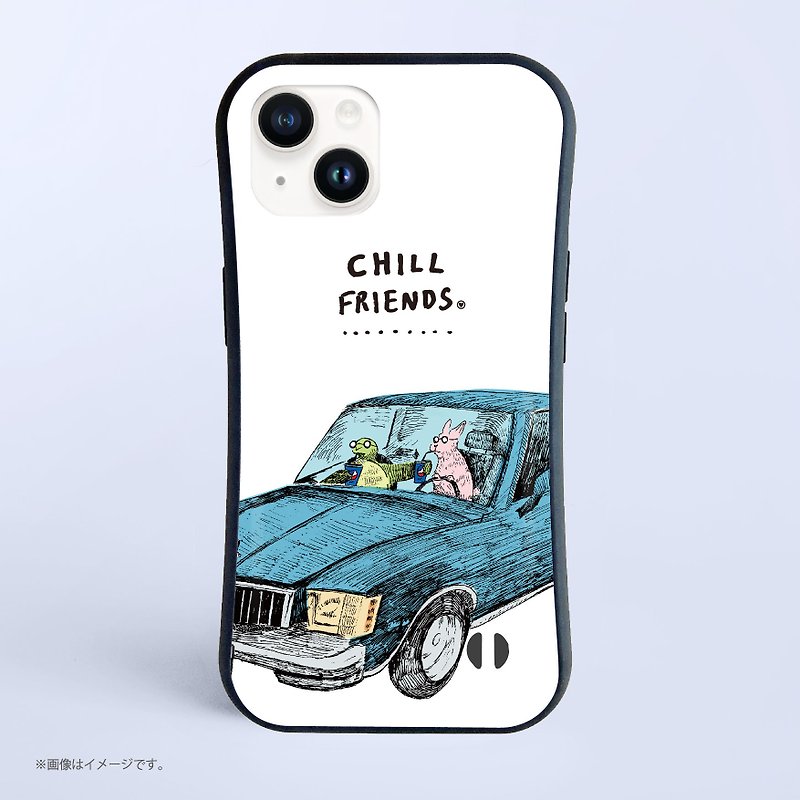 CHILL FRIENDS_Rabbit and Turtle/Shockproof Grip iPhone Case - Phone Cases - Plastic White