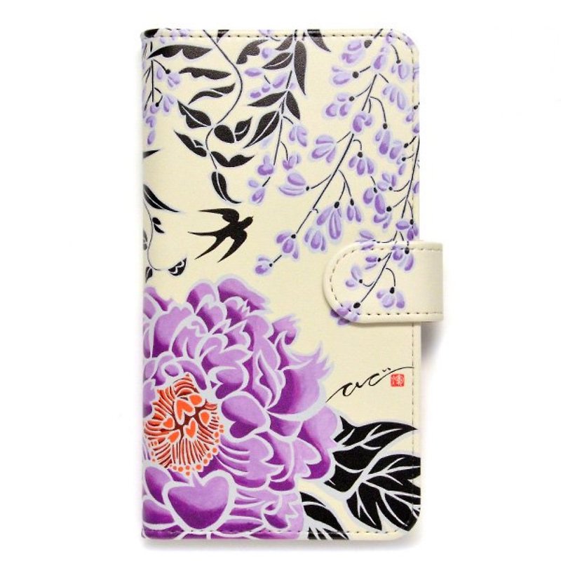 [Order product] iPhone notebook type case - Spring Wind - Phone Cases - Faux Leather Pink