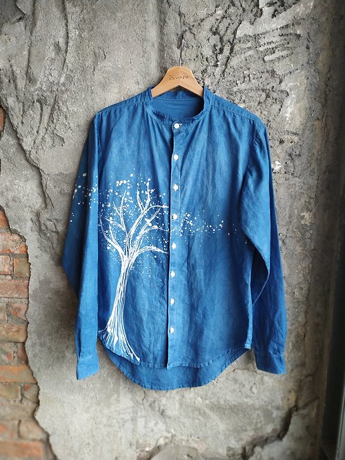 自在染 isvara 自在染isvara 手工藍染 中性襯衫 共生系列 樹