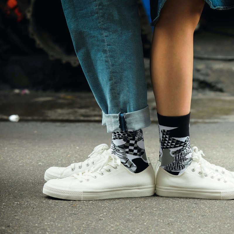 【錦源興】消波塊無痕中長襪 l 襪子 台灣製 運動 健身 印花 - 襪子 - 棉．麻 多色