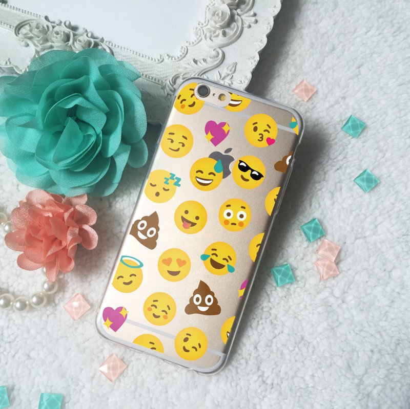 Emoji Smile all over printing Clear TPU Silicone Phone Case Cover  for iPhone 4 4S 5 5S SE 6 6S 7 Plus Samsung Galaxy S6 S7 edge Note HTC LG Nexus TPGNP06 - เคส/ซองมือถือ - ซิลิคอน สีใส