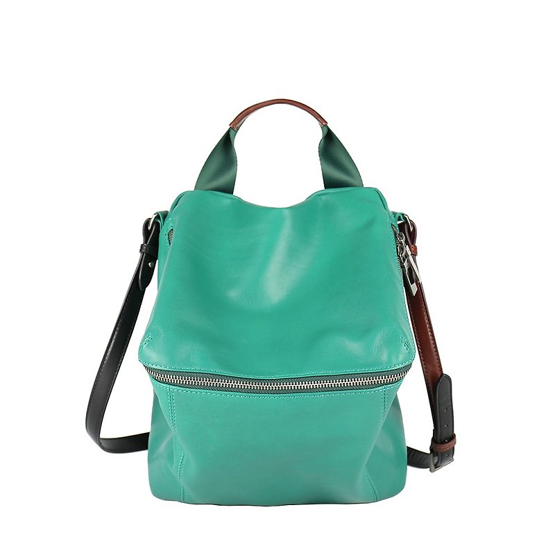 【Pimm's】Sheepskin Lightweight Casual Tote Shoulder Bag-Tropical Green - กระเป๋าแมสเซนเจอร์ - หนังแท้ สีเขียว