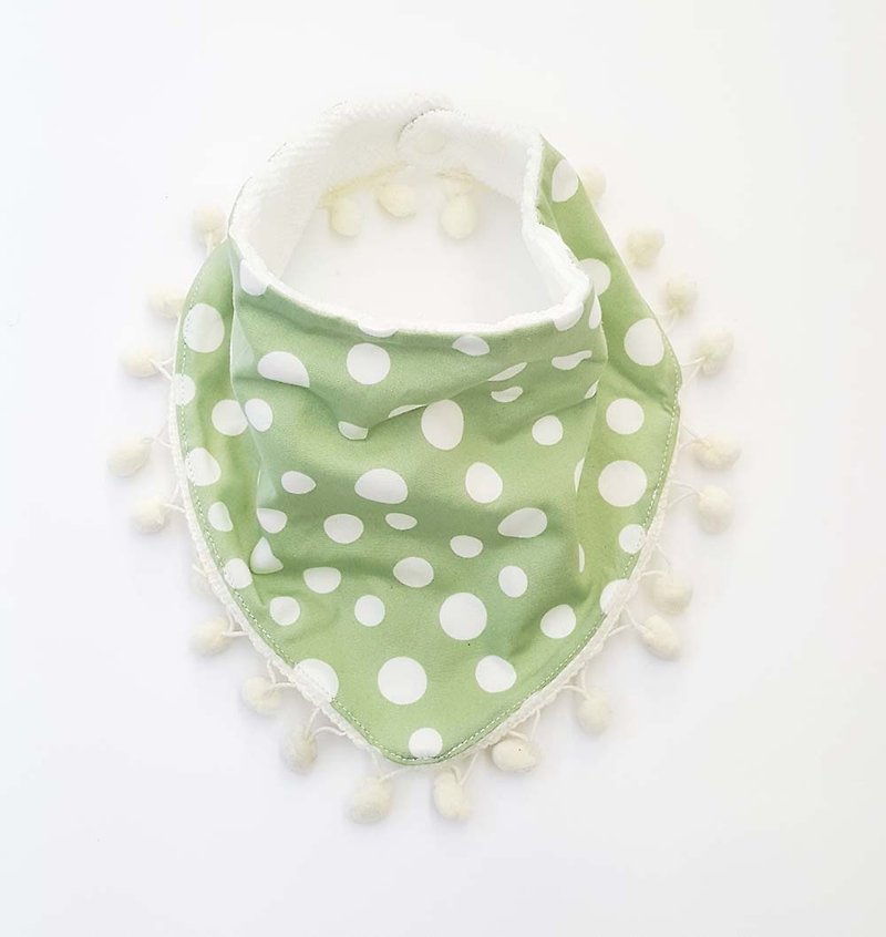 DOMOMO size dot (green apple green) triangle mouth towel bib - ผ้ากันเปื้อน - ผ้าฝ้าย/ผ้าลินิน สีเขียว