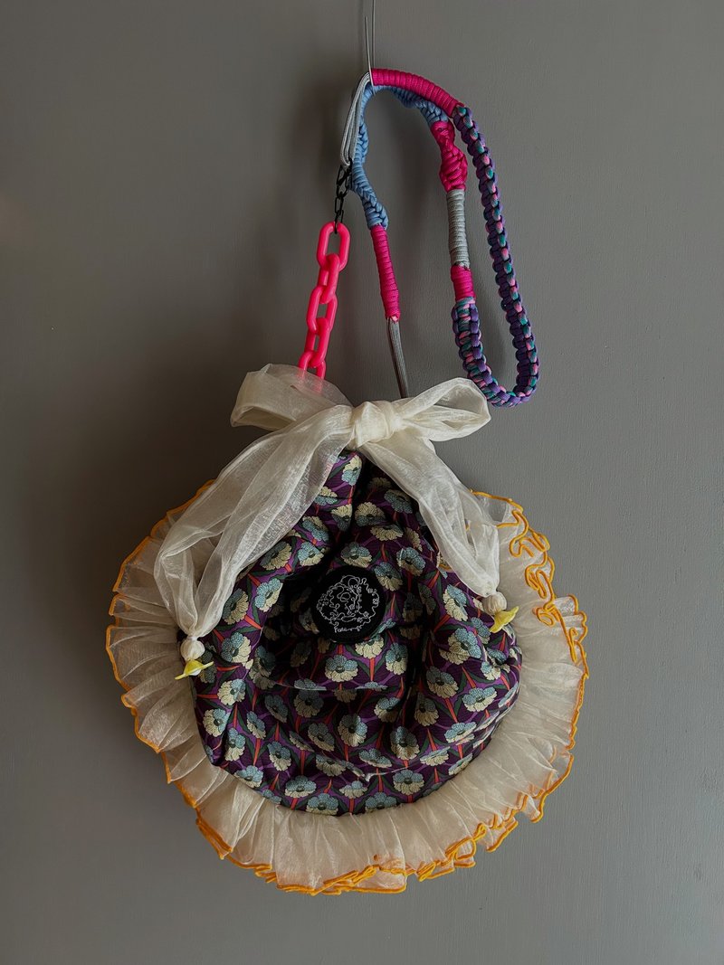 drawstring bag - 側背包/斜背包 - 棉．麻 紫色