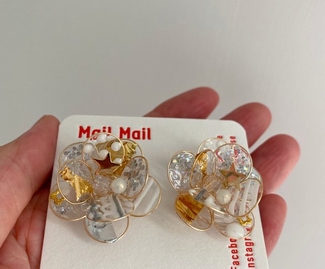 金銀色美國銅線花耳環、耳夾mail mail japanese｜耳環/耳夾/耳骨