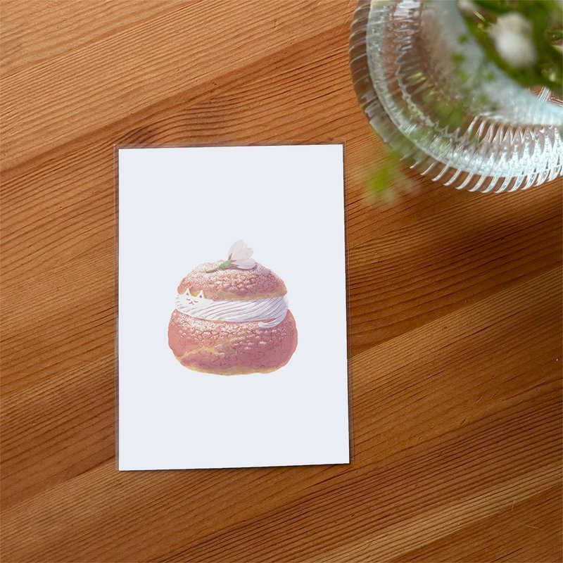 Cherry Blossom Cream Puff Postcard - Cards & Postcards - Paper Pink