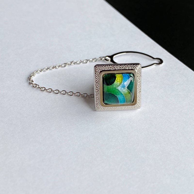 羽【エメラルド Emerald】七宝焼のタイタック ラペルピン 純銀胎有線七宝 - 領帶/領帶夾 - 其他材質 綠色