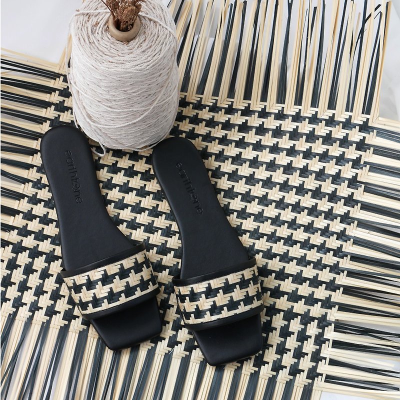 bamboo slippers - 涼鞋 - 環保材質 黑色
