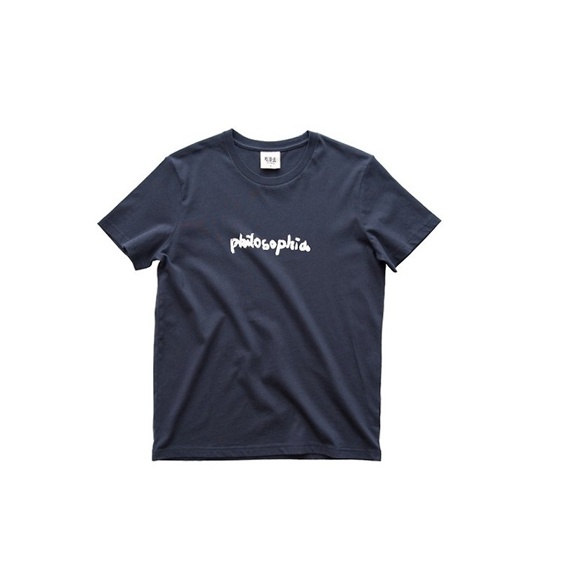 Explicationsメンズ綿ラウンドネック半袖Tシャツの印刷philosophia - Tシャツ メンズ - コットン・麻 ブルー