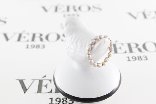 Veros1983 粉嫩紫珍珠 14K包金戒指