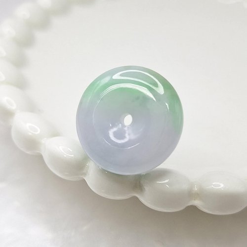 緣圓翡翠 冰感春彩金絲綠平安扣吊墜 |天然緬甸玉A貨翡翠