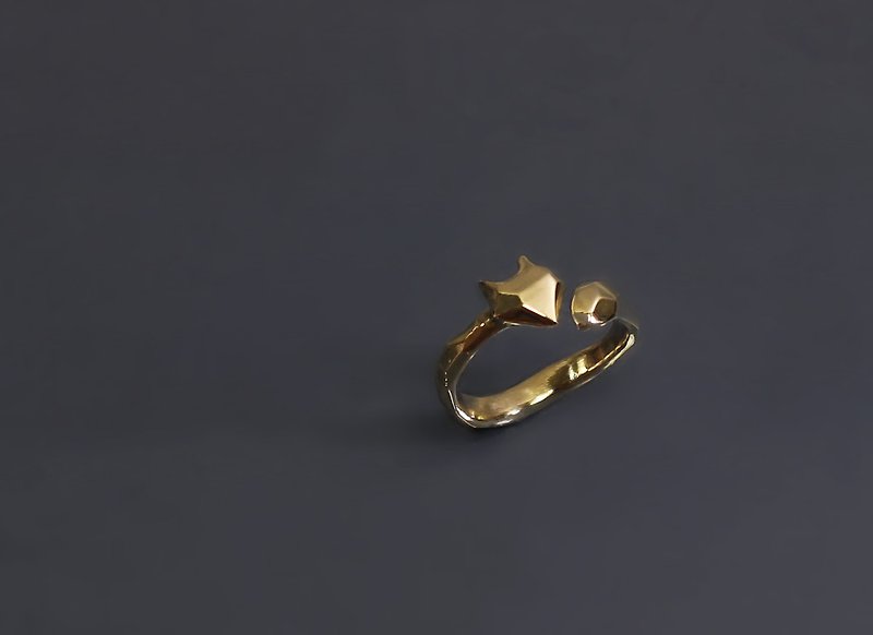 Animal Series-Little Fox Faceted Bronze Ring - แหวนทั่วไป - ทองแดงทองเหลือง สีแดง