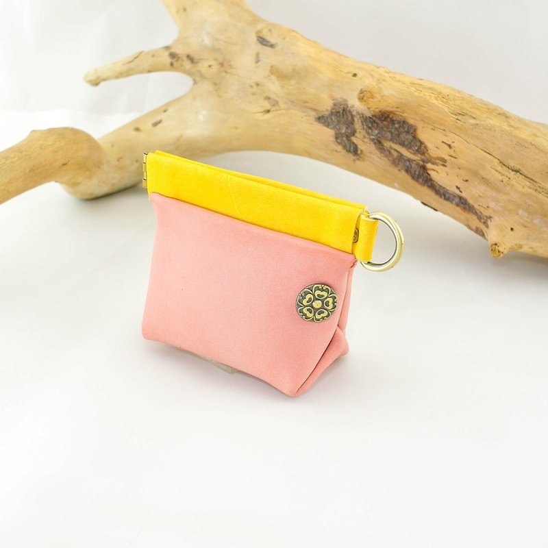✐. Shrapnel three-dimensional multi-functional small package. ✐ --- coin purse / small bag / admission / key / headset - กระเป๋าใส่เหรียญ - หนังแท้ สึชมพู