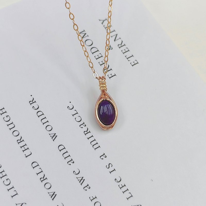 天然蘇紀石吊墜 舒具來石項鍊 手工14KGF項鏈 簡約天然石項鍊 - 項鍊 - 半寶石 