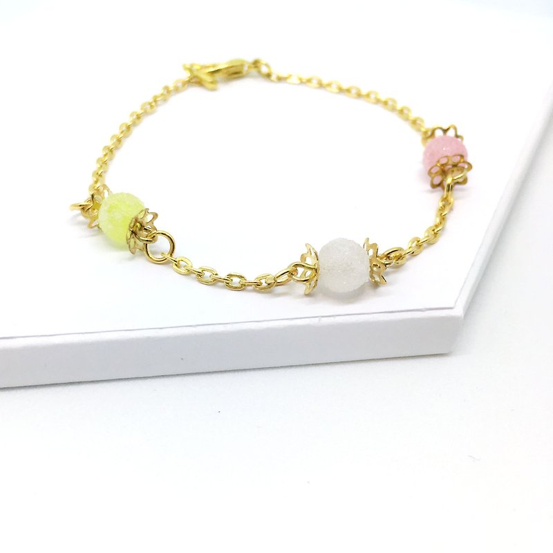 Hand made candy candy sugar candy handmade bracelet - pink yellow limited - Bracelets - Other Metals Gold