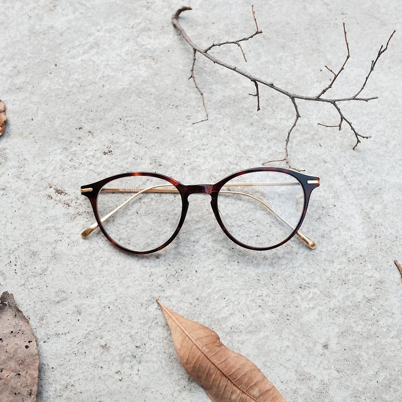 [Objective Programmes firm] Korea retro round frame + High quality delicate metal temples deep turtle cap - Glasses & Frames - Other Materials Brown