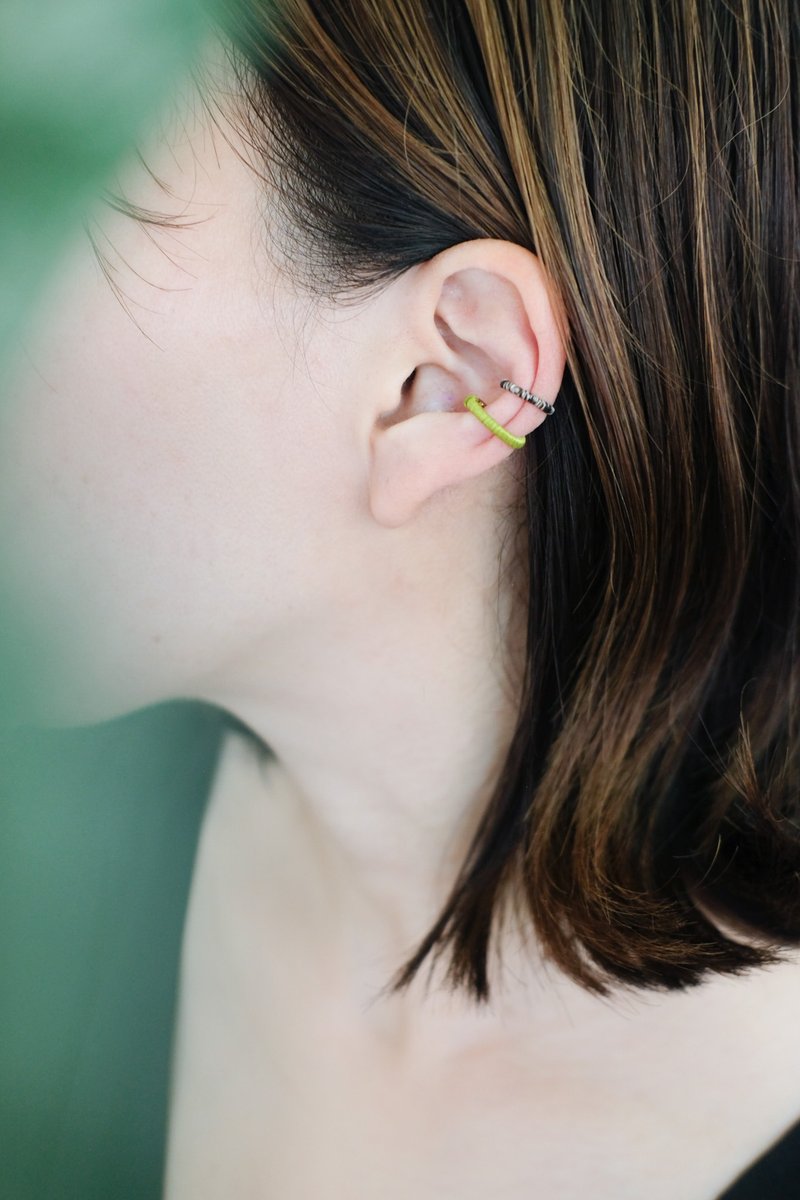 Single Ear cuff ~ Ethical | Japanese silk threads - Earrings & Clip-ons - Copper & Brass Black