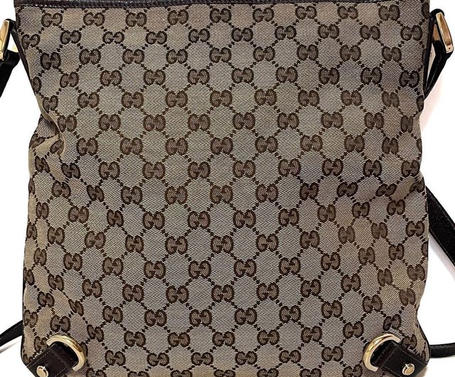 GUCCI グッチ ショルダーバッグ GG キャンバス レザー ベージュ