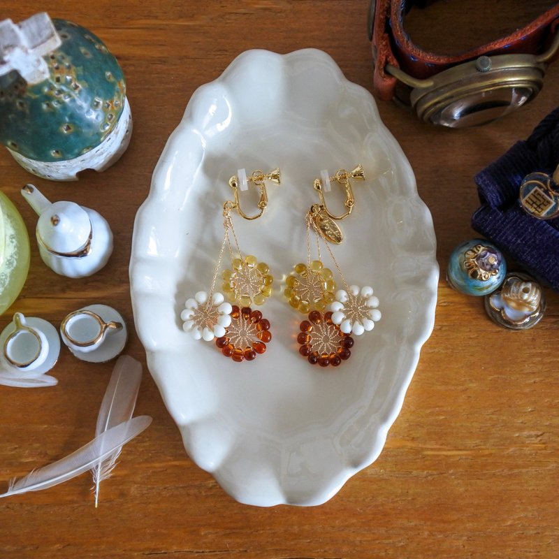 花火さん(カステラ) - 耳環/耳夾/耳骨夾 - 其他金屬 咖啡色