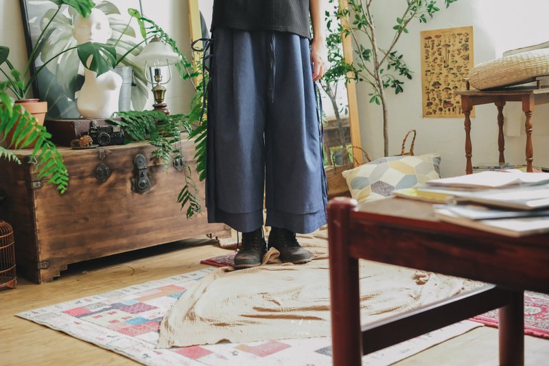 Abu wide, long and high samurai pants - 2 colors - samurai blue - กางเกง - เส้นใยสังเคราะห์ สีน้ำเงิน