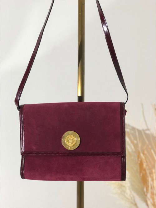 Delivered directly from Japan, second hand package] CELINE medal motif  suede shoulder bag 2WAY clutch Bordeaux vintage 4kyyct - Shop solo-vintage  Messenger Bags & Sling Bags - Pinkoi