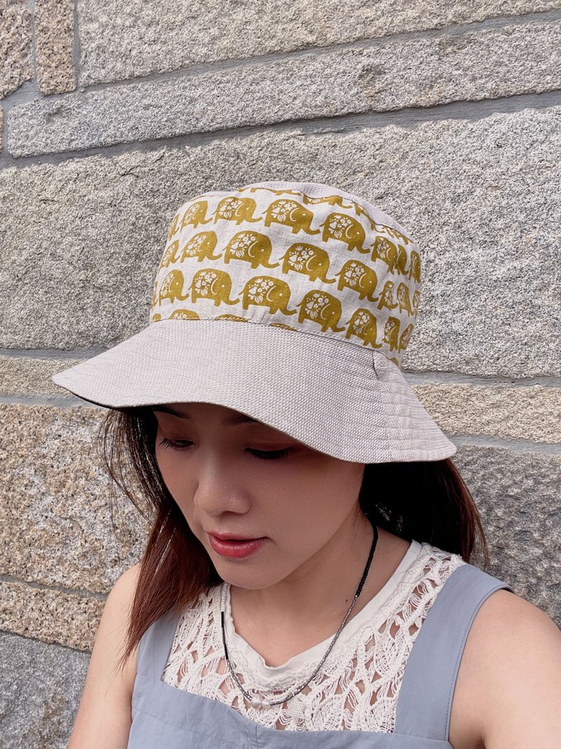 Elephant Double-sided Bucket Hat - Hats & Caps - Cotton & Hemp Yellow