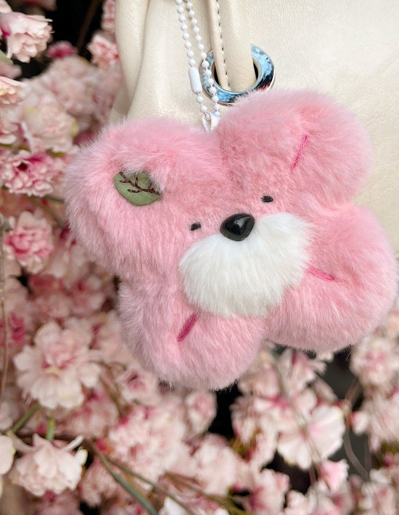 Cherry Blossom Puppy Keychain - ที่ห้อยกุญแจ - เส้นใยสังเคราะห์ 