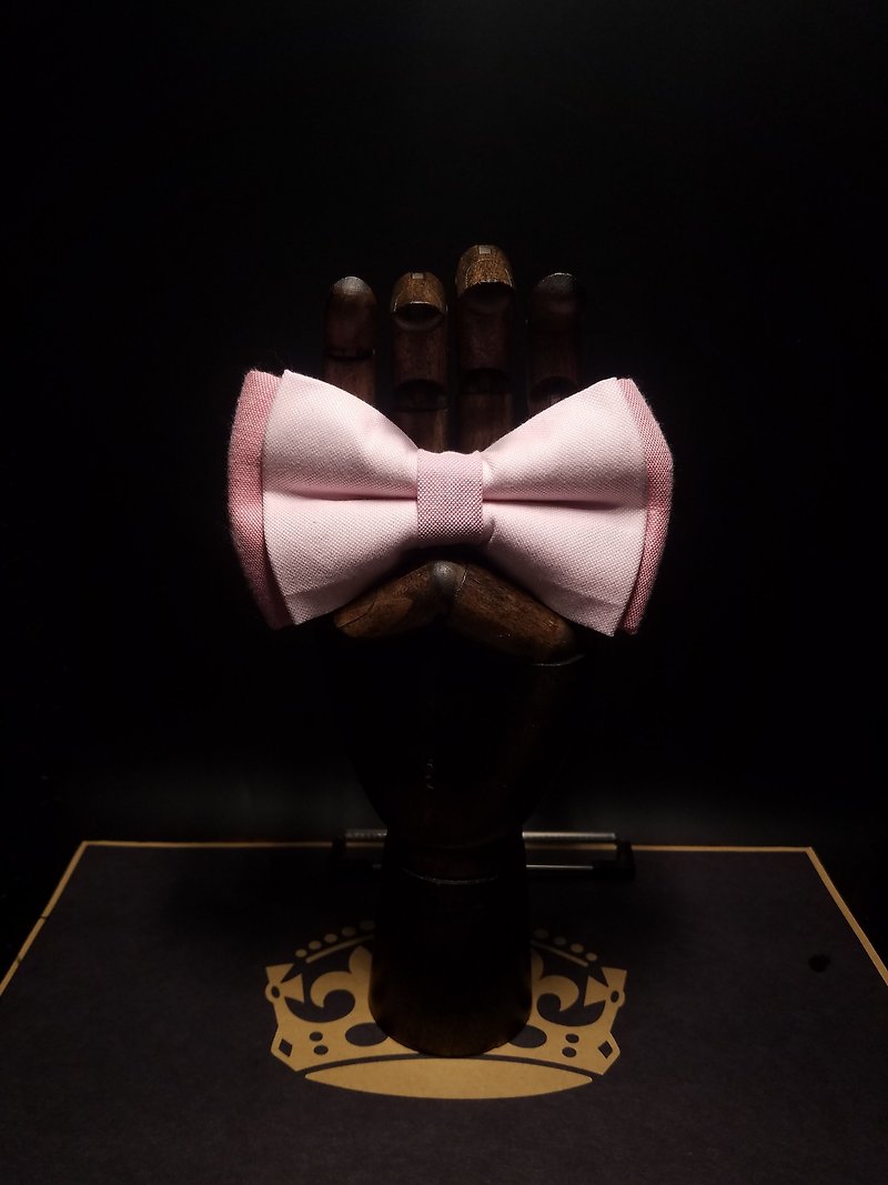 College Pink Double-Layer Coloured Tie Bow - Bow Ties & Ascots - Cotton & Hemp Pink