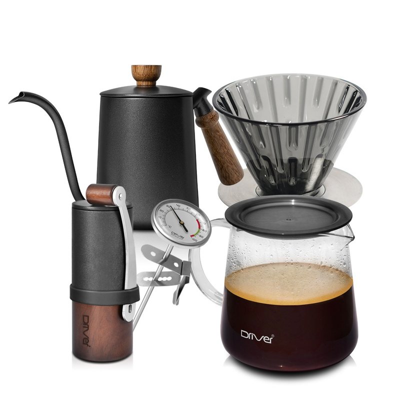 Driver Beginner's Hand Brewed Coffee Set-8 - Coffee Pots & Accessories - Stainless Steel White