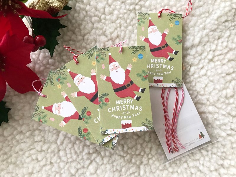 Ho Ho Ho Santa Claus gift card (set of 4) small card gift tag - การ์ด/โปสการ์ด - กระดาษ หลากหลายสี