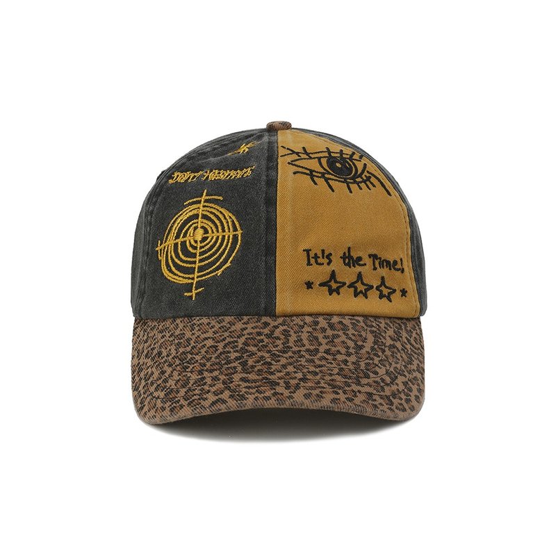 It's the time colorblock leopard print distressed washed baseball cap - Hats & Caps - Other Materials Multicolor