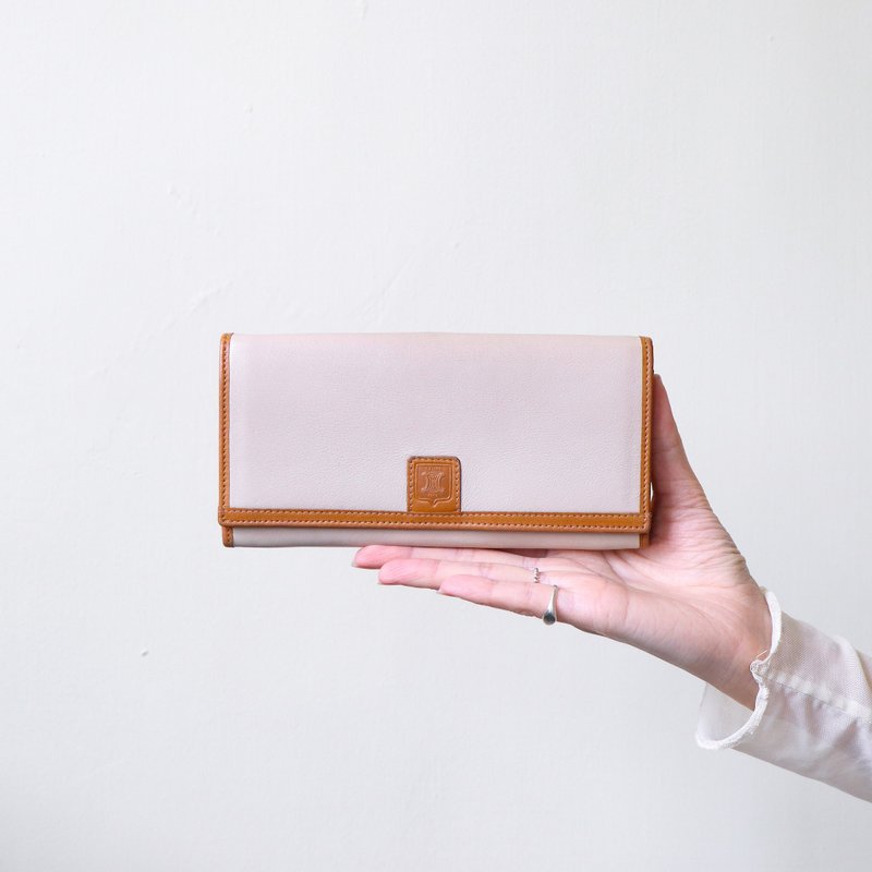 Vintage Celine Light Beige Frame Long Wallet - กระเป๋าสตางค์ - หนังแท้ ขาว