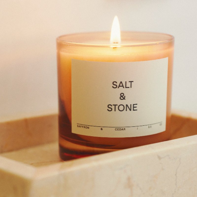 美國 SALT & STONE 天然香氛蠟燭 | 雪松番紅花 - 香氛蠟燭/燭台 - 蠟 卡其色