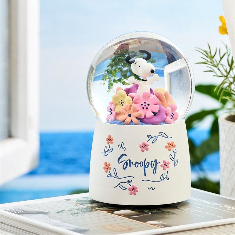 Snoopy Snoopy Flowers Blooming Crystal Ball Music Box Wedding Valentine's Day Birthday Gift - Items for Display - Glass 