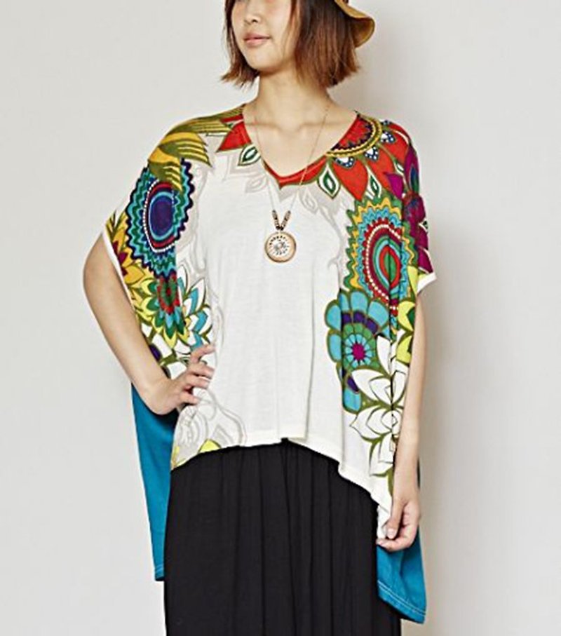 【Pre-order】 ☼ colorful flowers printed shirt ☼ (three-color) - Women's Tops - Silk Multicolor