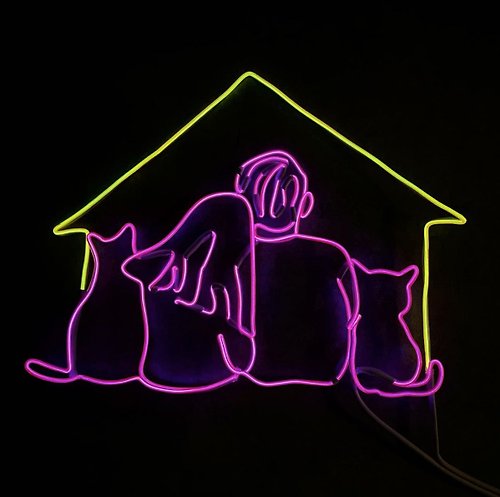 neonlitehk neonlite 客製霓虹文字圖案燈 /貓貓一家/