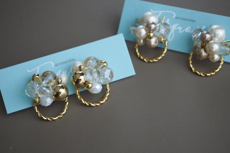 bubble×ring earrings - Earrings & Clip-ons - Other Metals Gold