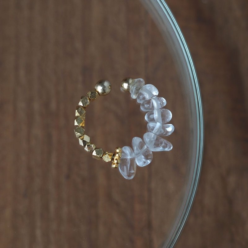 | 2way | Crystal x Gold Ear Cuff | April Birthstone - ต่างหู - คริสตัล สีใส