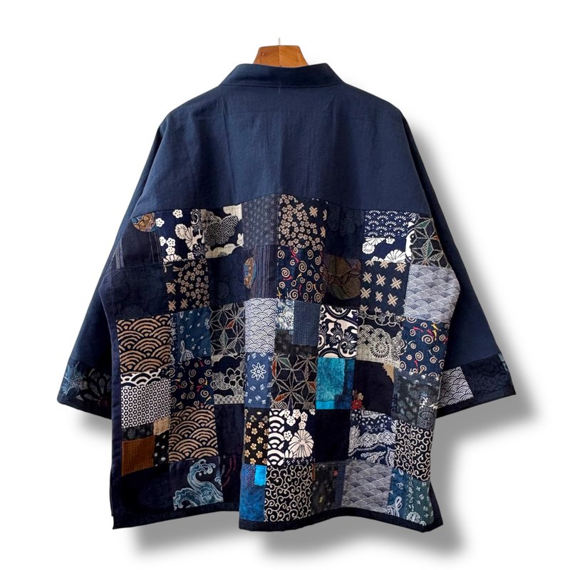Kimono Style Outer With Three Quarter Sleeves - 男夾克/外套 - 棉．麻 多色