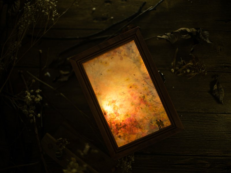 カスタマイズギフト【フォーシーズンズシリーズ】Autumn•SunsetNightLight - 照明・ランプ - 木製 オレンジ