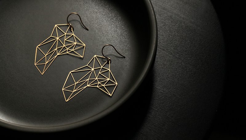 金石頭耳環 Stone Earrings (Gold) - 耳環/耳夾 - 其他金屬 金色