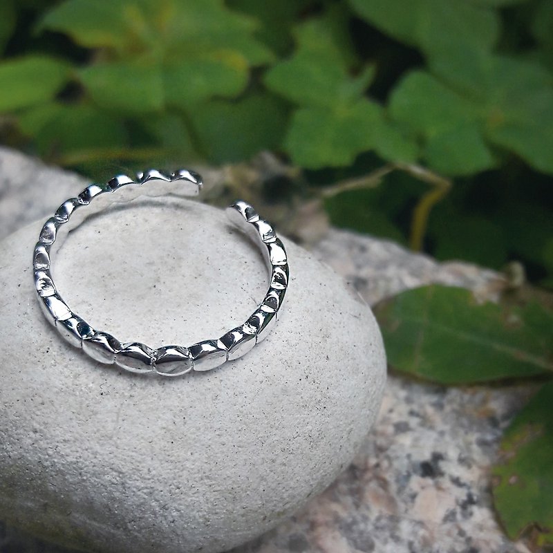 Plaid Block 925 Sterling Silver Ring (Glossy Version) Unisex Wearing Activity Wai Gift Box - แหวนทั่วไป - เงินแท้ สีเงิน