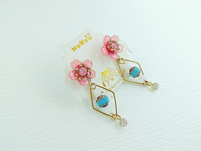 §HUKUROU § Japanese cherry earrings - ต่างหู - พลาสติก หลากหลายสี