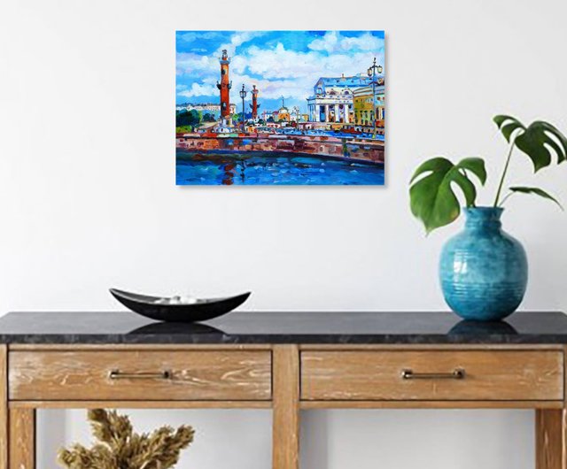 サンクトペテルブルク絵画都市ロシア オリジナル アート キャンバスに