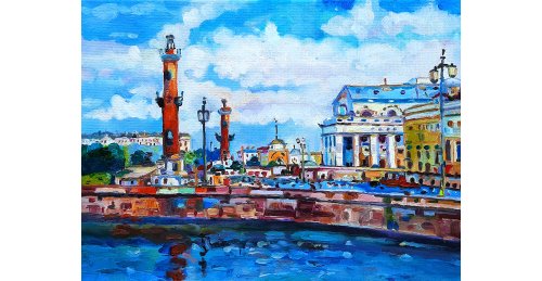 サンクトペテルブルク絵画都市ロシア オリジナル アート キャンバスに